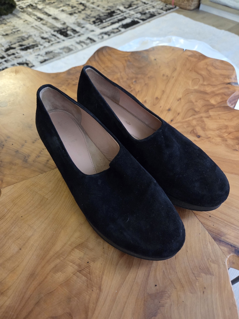 Robert Clergerie Black Suede Slip-On Flats